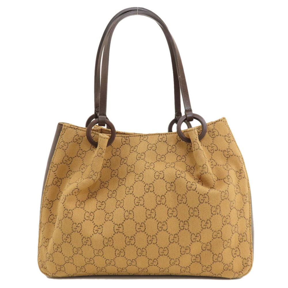 Gucci GG canvas Tote Bag leather brown trim